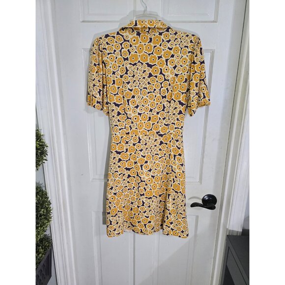 Corey Lynn Calter Womens Yellow Floral Wrap Mini Dress Short Sleeve Size L‎ - Picture 5 of 11